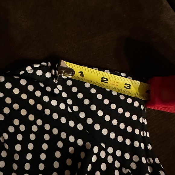 London Times Black & White Polkadots Midi Short Sleeves Empire Dress Waist SZ 8 - Picture 9 of 11